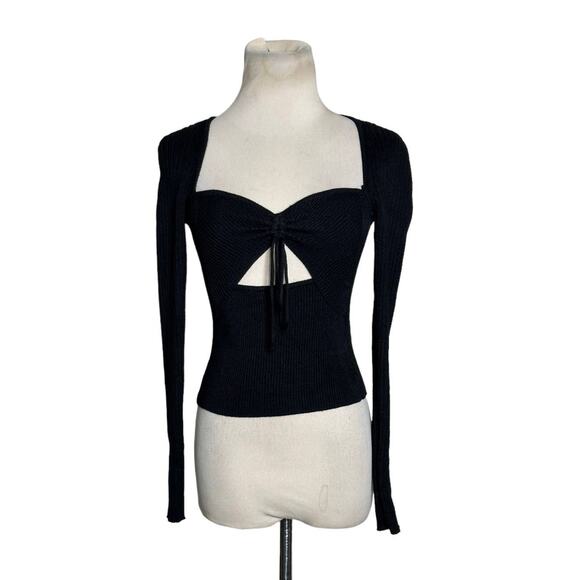 ASTR black knit long sleeves cut out fitted top size XS - Picture 1 of 10